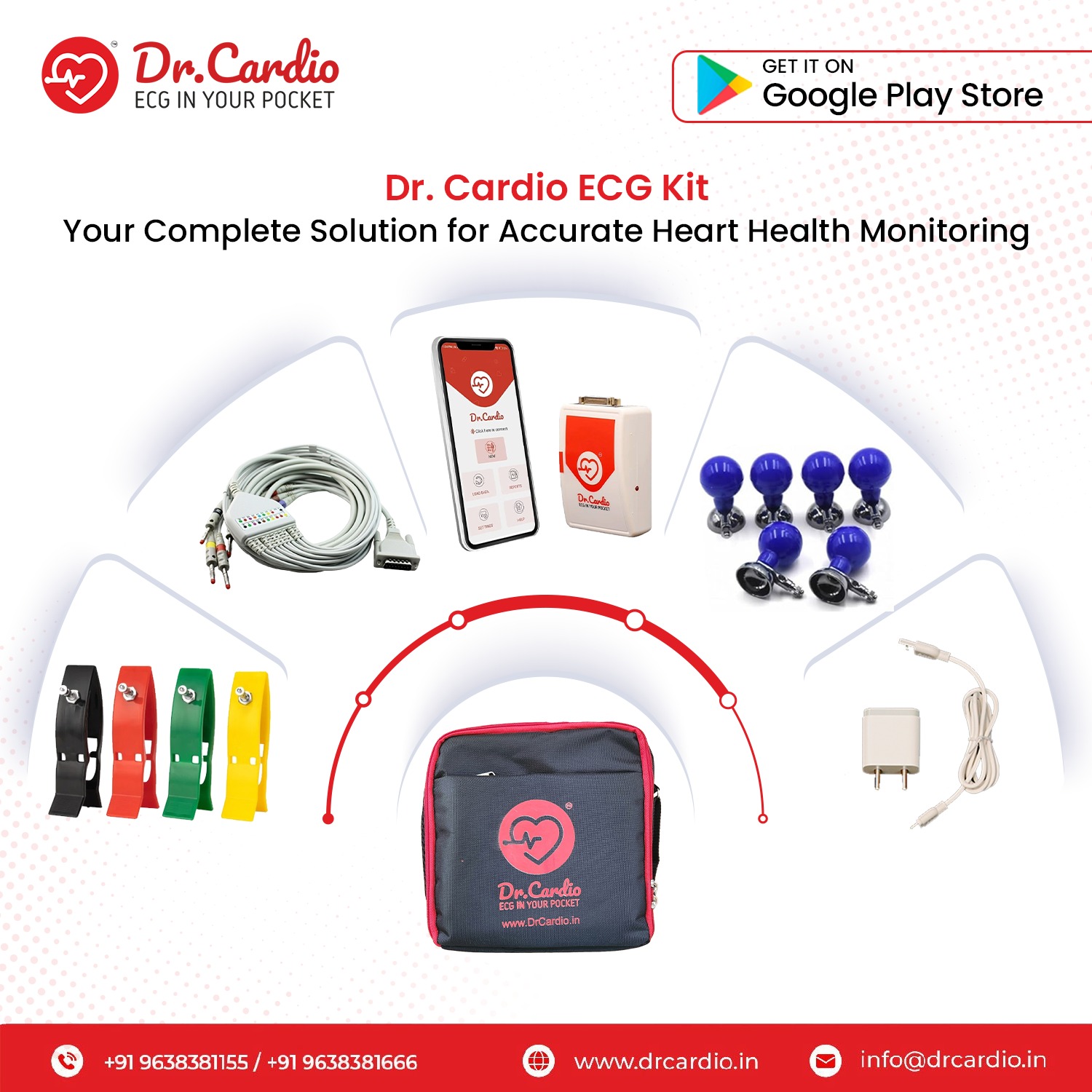 Accurate heart health monitoring at your fingertips with the Dr. Cardio ECG Kit.