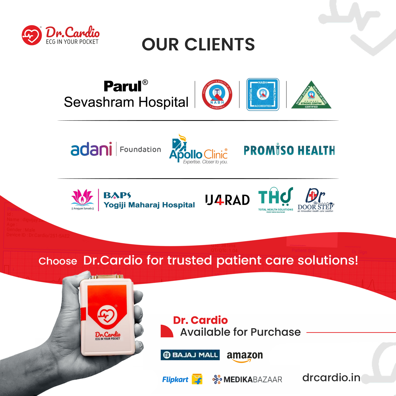 India's Top Hospitals Trust Dr. Cardio Portable ECG Machine
