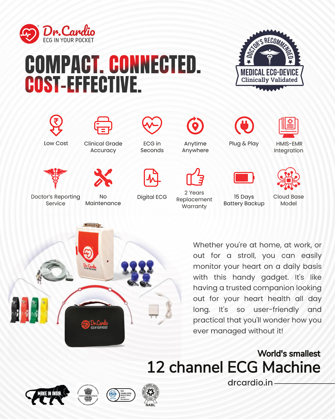 Dr cardio12-channel portable ECG machine